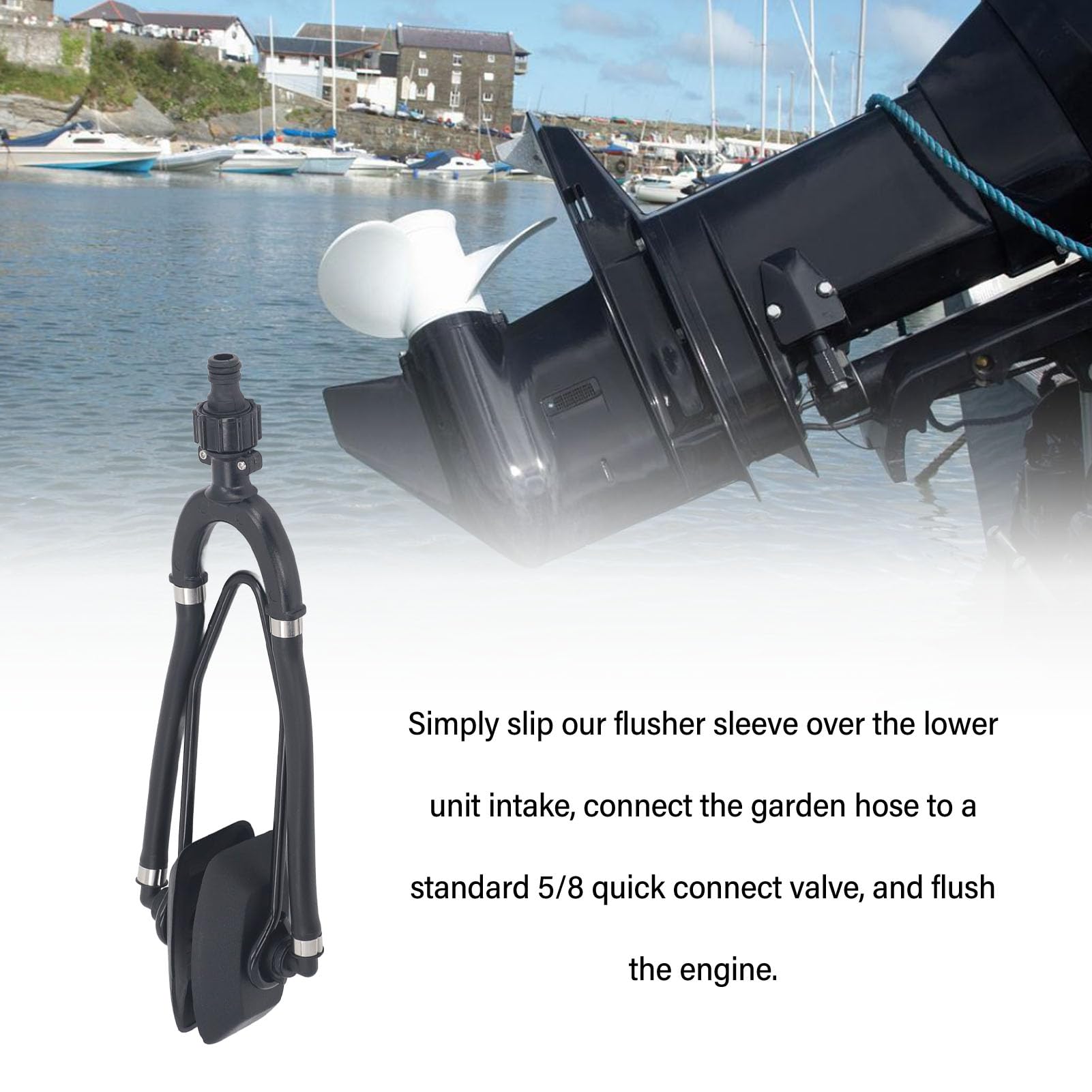 Jiawu Enjuague de Motor de Alimentación de Agua Doble para Barco, Enjuagador de Agua para Motor Fueraborda Rectangular Universal, Enjuagador de Motor con Orejeras para Barco