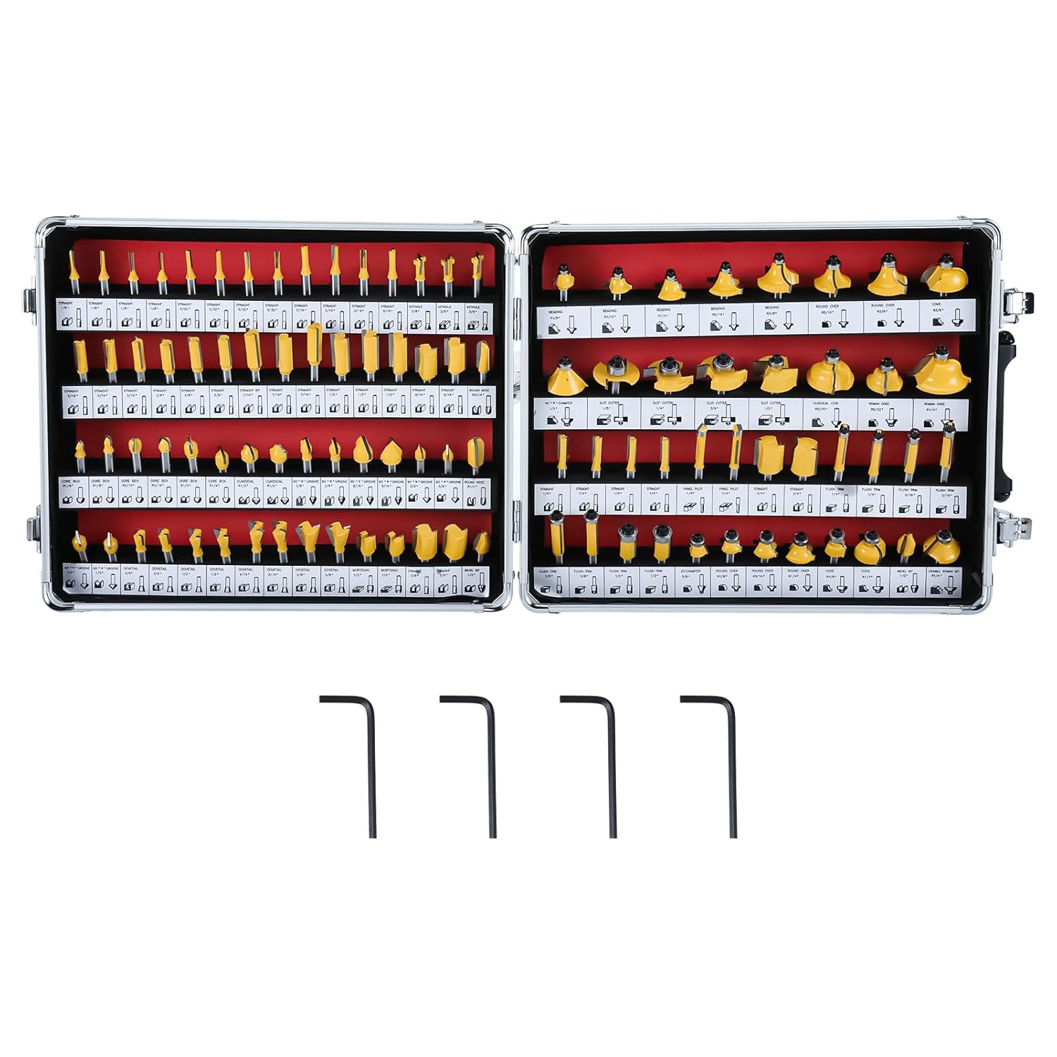 8milelake 100 Pieces Router Bits Set 1/4 Inch Shank, Tungsten Carbide Wood Router Bits Set for Woodworking