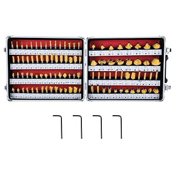 8milelake 100 Pieces Router Bits Set 1/4 Inch Shank, Tungsten Carbide Wood Router Bits Set for Woodworking