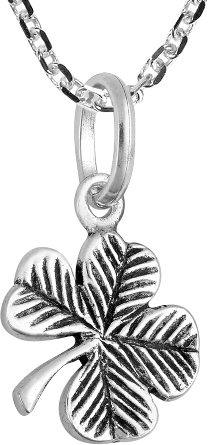 AeraVida Lucky Charm .925 Sterling Silver Four Leaf Clover Pendant Charm Necklace - Image 2