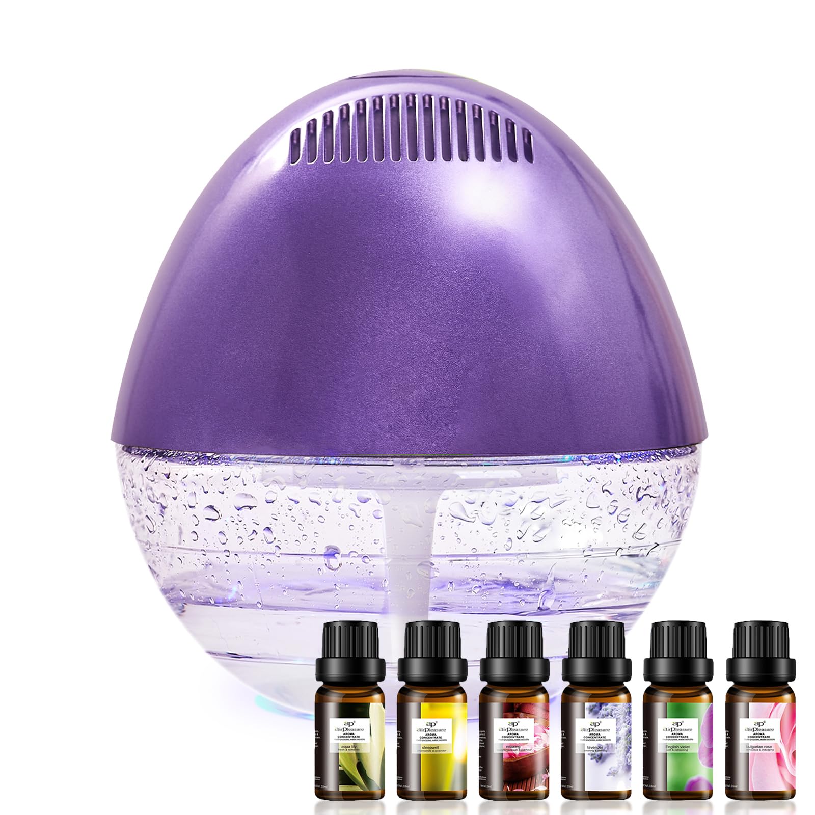 Water-Based Air Purifier with 7 Color Light, Plus Essential Oil Set (6 * 10ml)