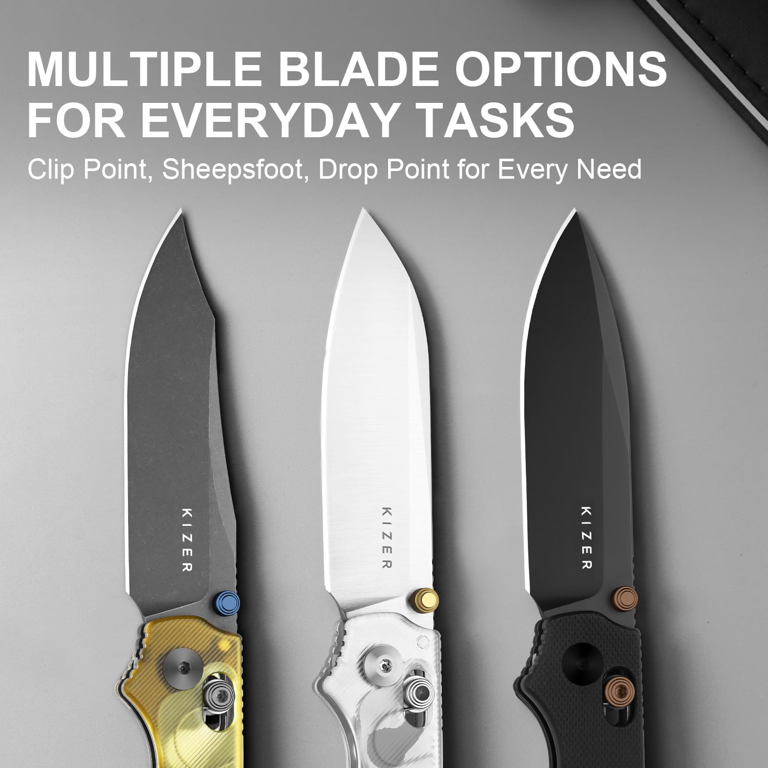 Kizer Pokiman CC Taschenmesser 8 cm Clip Point AEB-L Klinge Klappmesser Gelber PEI Griff Daumenknopf EDC Messer