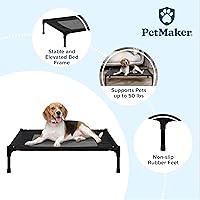 Vista 2 de Elevated Dog Bed - 30x24-Inch Portable Pet Bed with Non-Slip Feet - Indoor/Outdoor Dog Cot or Puppy Bed for Pets up to 50lbs by PETMAKER (Black)