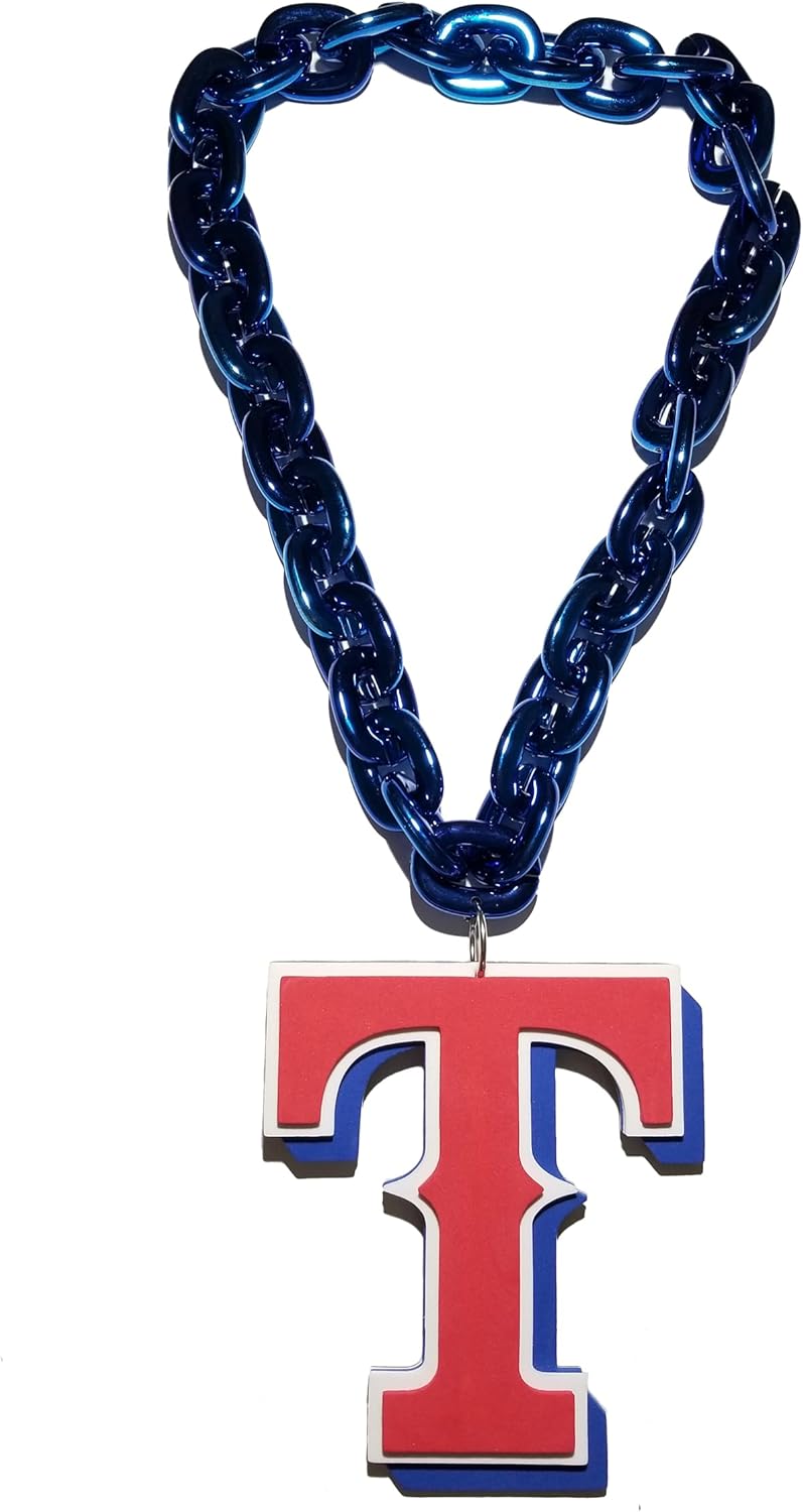 Texas Rangers MLB Blue Fan Chain 10 Inch 3D Foam Necklace