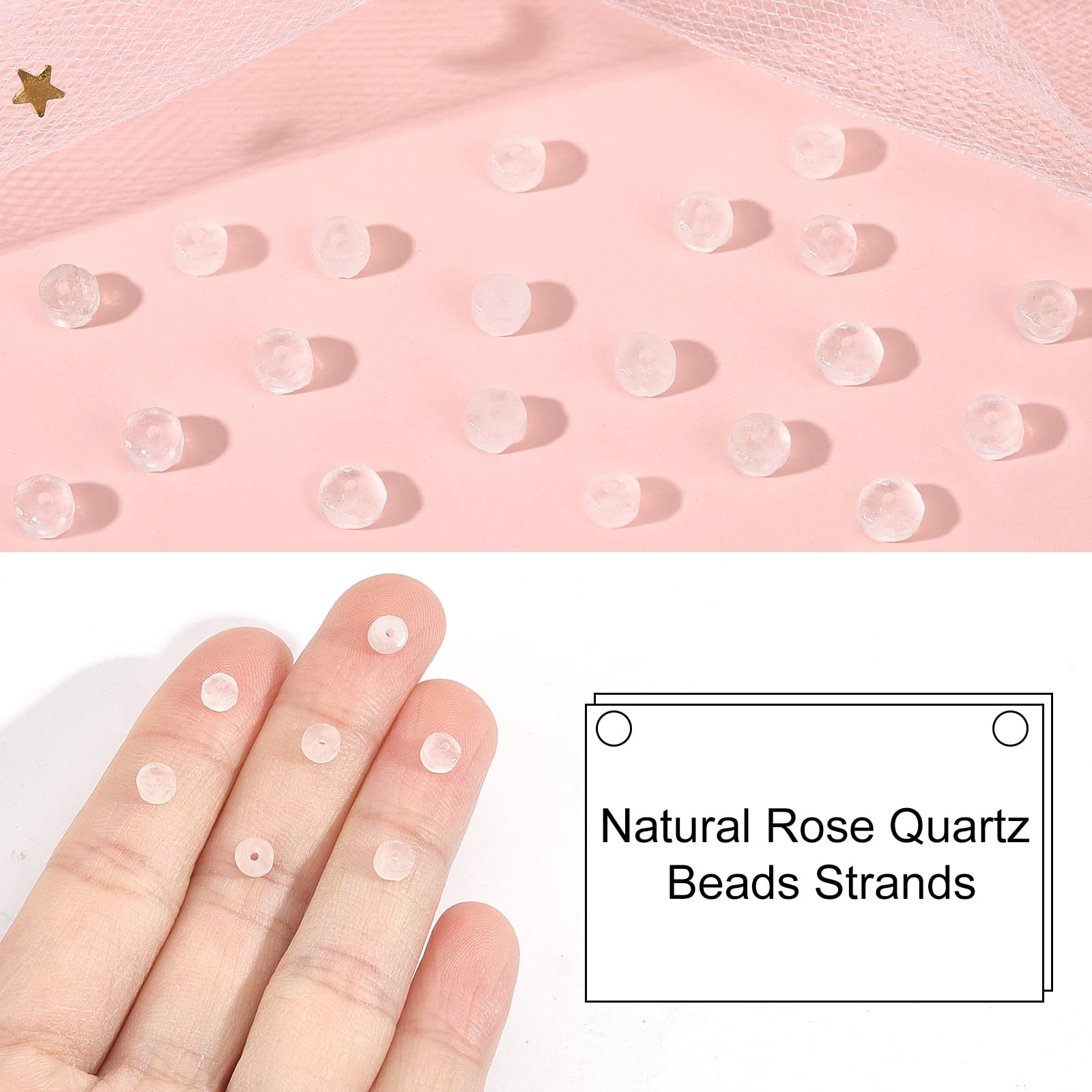 NBEADS 10 Perline Di Quarzo Rosa A Forma Di Cuore - Perline Europee Per Gioielli Fai Da Te