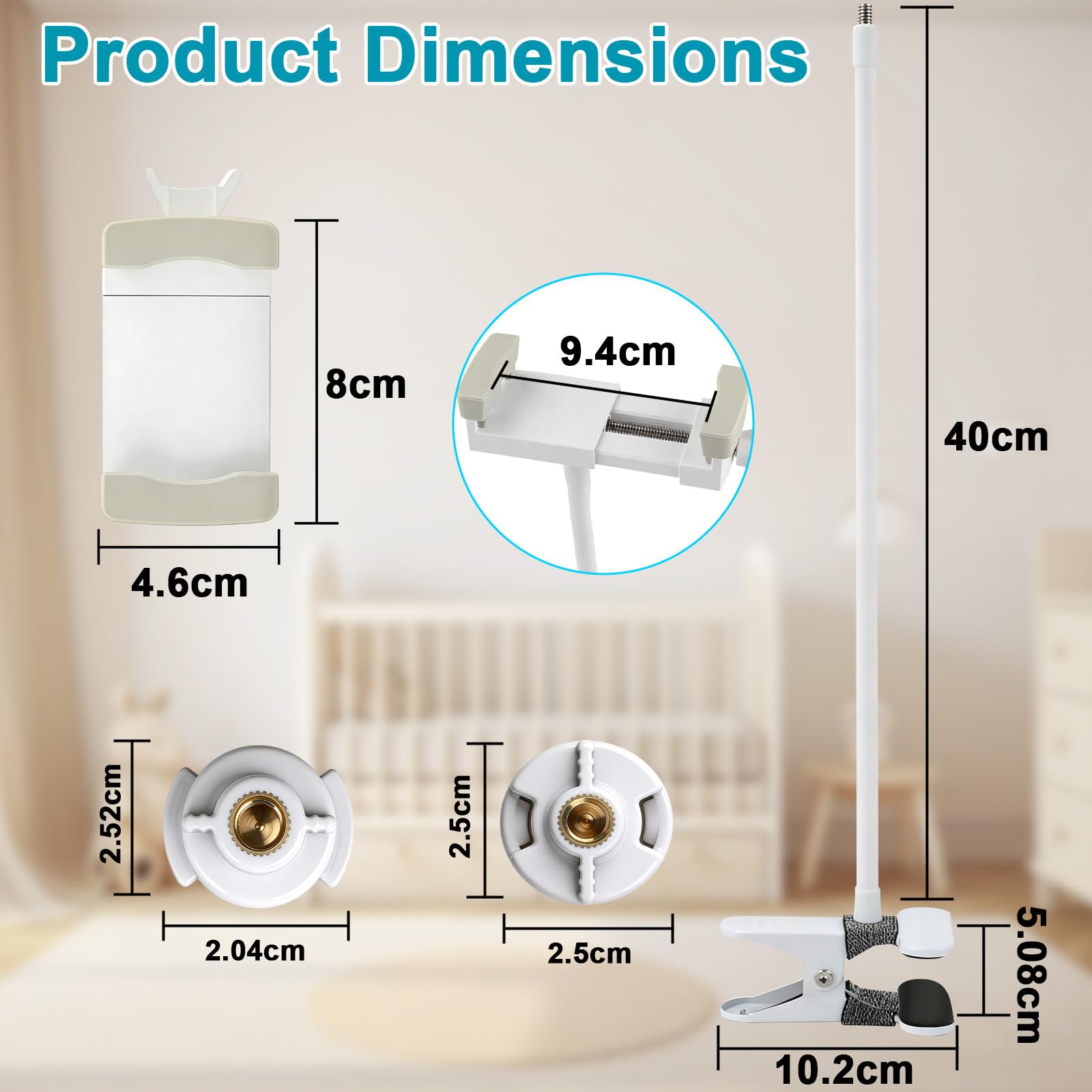 Kamera Halterung 40 cm Lang Kompatible mit HelloBaby Kamera Holder Kompatible mit GHB Flexible Monitor Halterung Kompatibel für Philips Avent Klemmerhalter Ständer Handyhalter