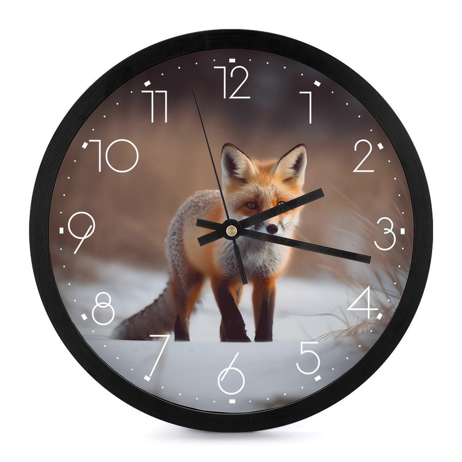 Horloge murale design renard blanc moderne de 25 cm pour décorer votre salon