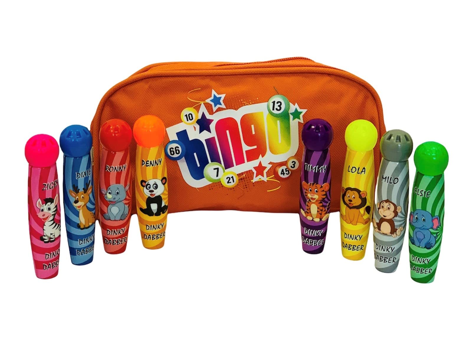 Thomas & Anca Club Supplies Ltd Lot de 8 tampons de bingo avec trousse – Dinky Dabbers pour billets de bingo (Orange) 8 x 15 ml