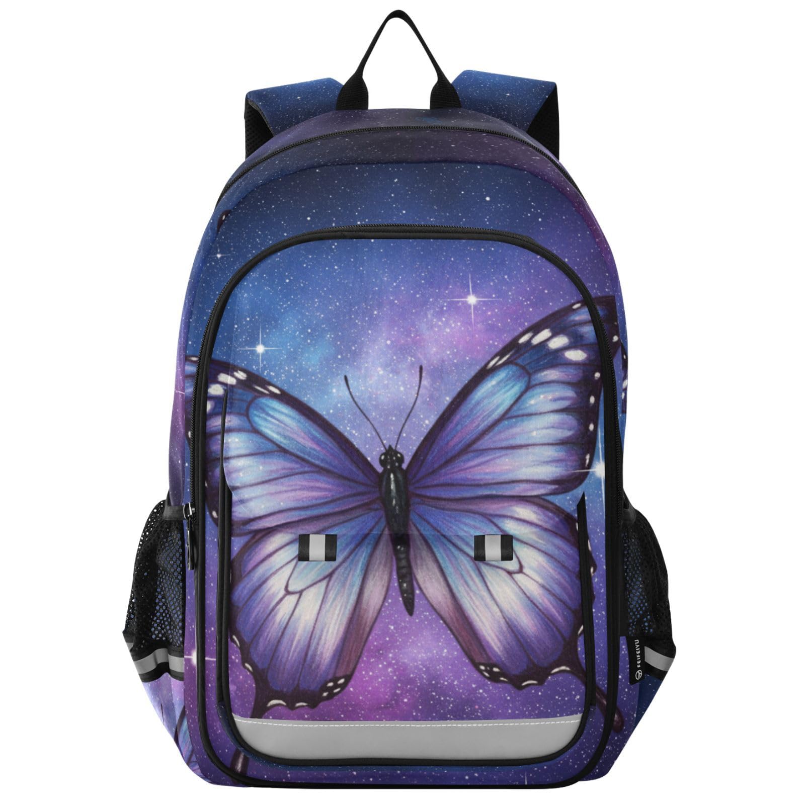 Mnsruu Sac à dos pour ordinateur portable de 15,6" - Motif papillon violet - Pour adolescentes et filles - Sac à dos de voyage léger pour le travail universitaire - 45 x 33 x 17 cm