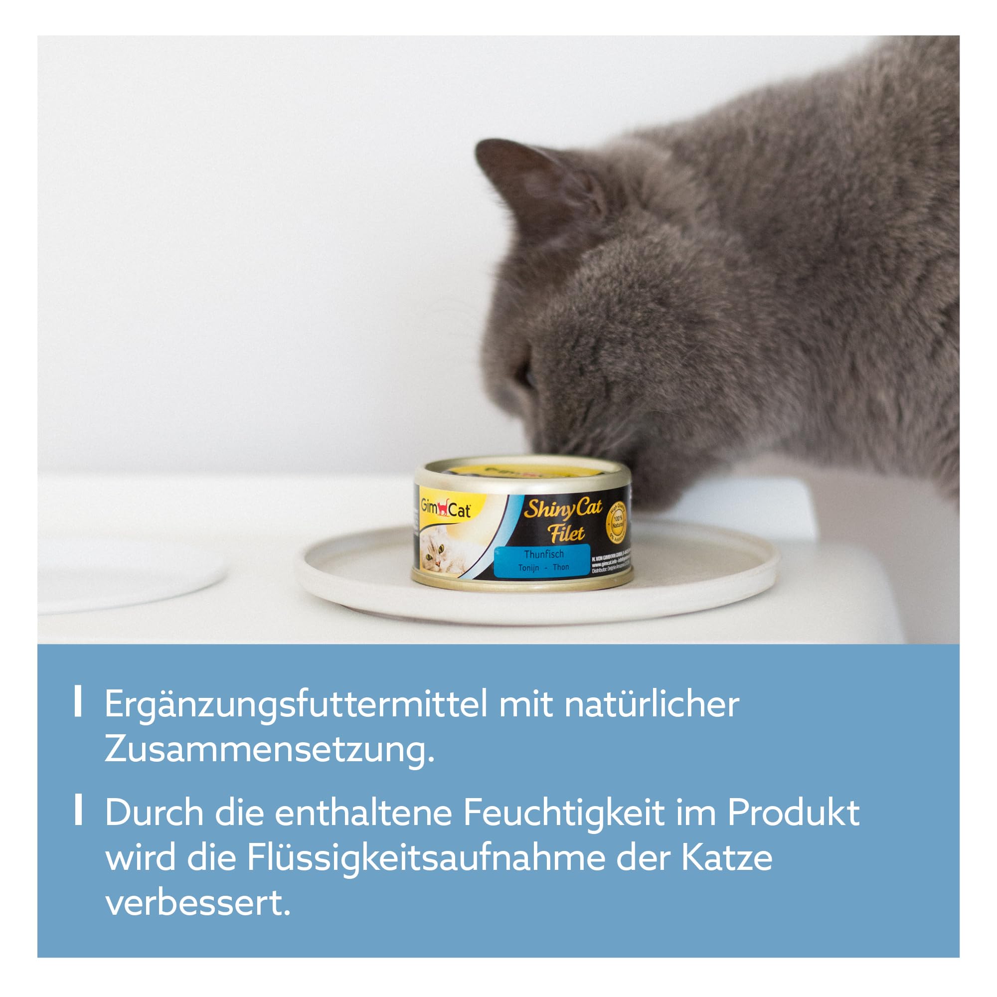 GimCat ShinyCat Filet Thunfisch - Katzenfutter mit saftigem Filet ohne Zuckerzusatz für ausgewachsene Katzen - 48 Dosen (48 x 70 g)