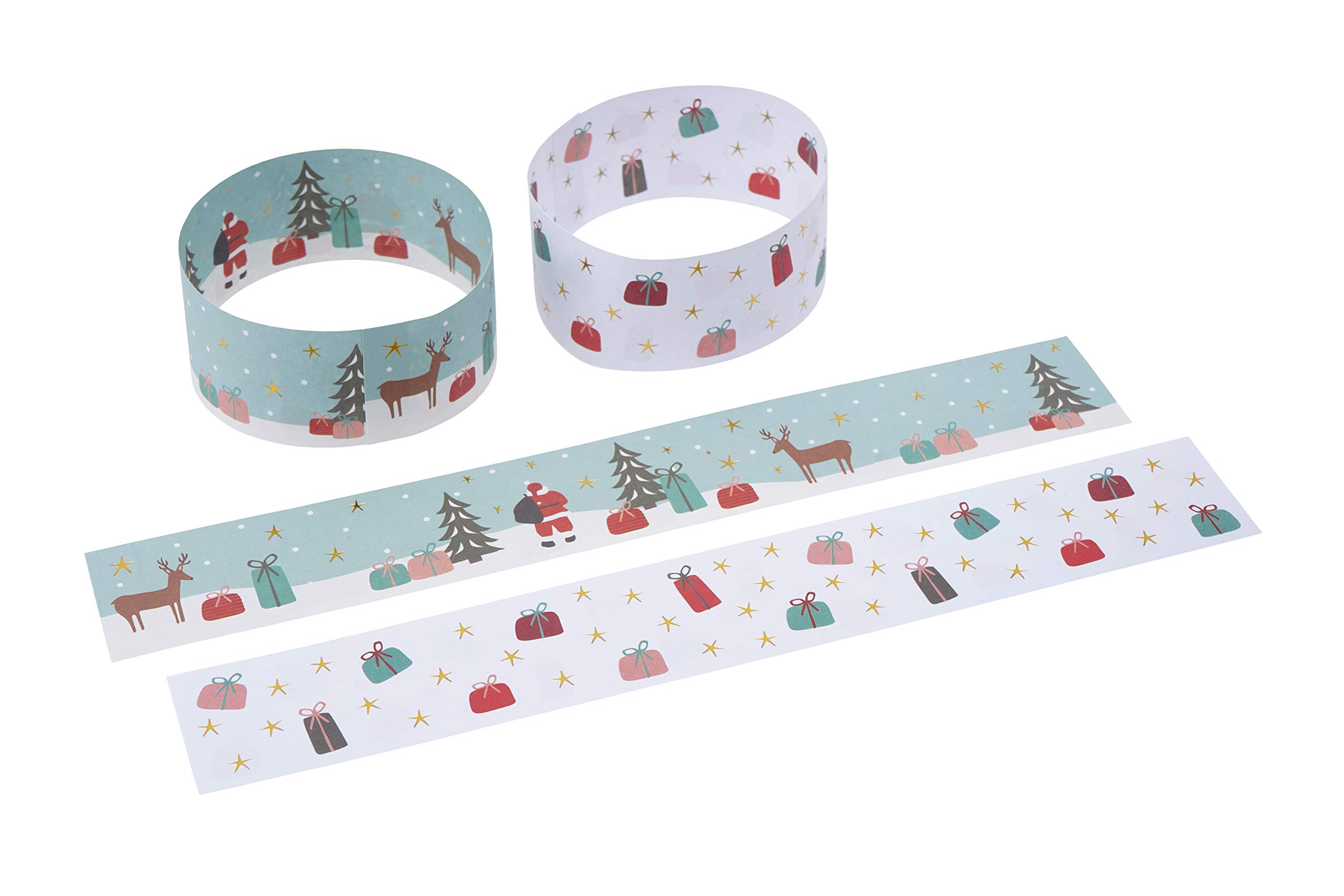 Weihnachtsdekoration GB05488 Geschenke, mit goldfarbenen Details, 5 m, selbstklebende Retro-Papierketten, Girlande, Weihnachtsdekoration, Heimaktivität, Basteln, 100 Stück