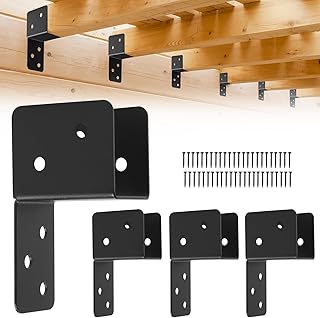 4 Pcs Post Caps Tie Bracket, Black Joist Anchor Connector for 2x4,2x6 Post,14 Gauge Joist Hanger Brackets,Roof Tie Header Hanger for Supporting Beams Rafters