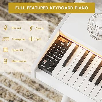88 Keys Weighted Digital Keyboard Piano with Adjustable Light,Full Size Keys Hammer-action Electronic Piano Keyboard,3 Pedal,Full-featured Keyboard for Beginner,Kids,Adults,White