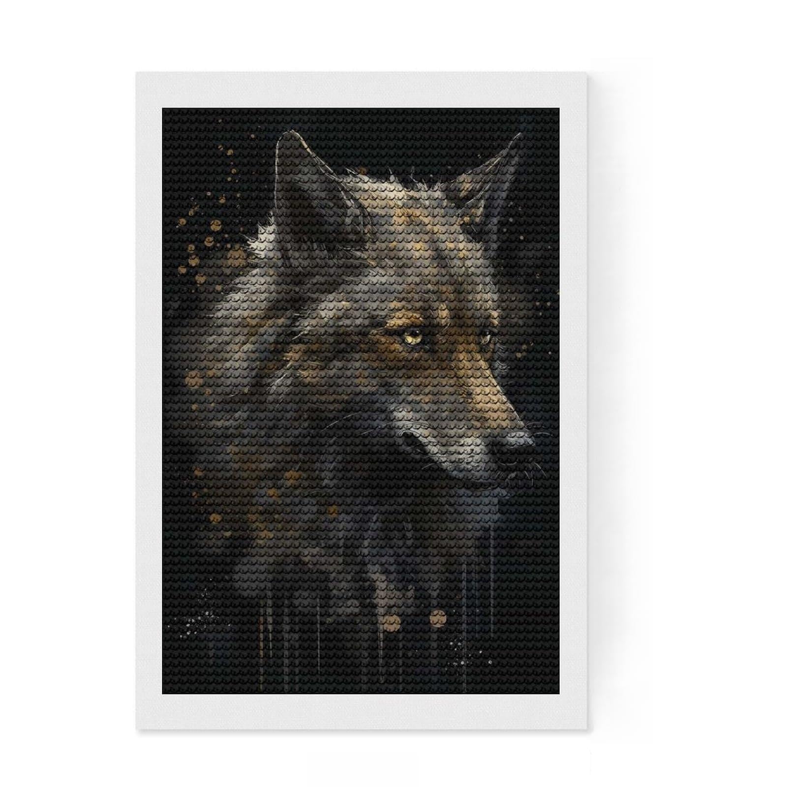 Junmoney Wolf Enchanted Isle Full Drill Diamond Painting Kit 8"x12", for Adults, Living Room Decor, Enjoyable At-Home Hobby, Gift Idea