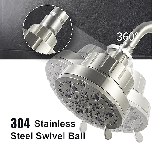 Miniatura 6 de OFFO Cabezal de ducha filtrado, cabezal de filtro de ducha de 20 etapas para agua dura con modo de pausa, cabezal de ducha de alta presión de 9