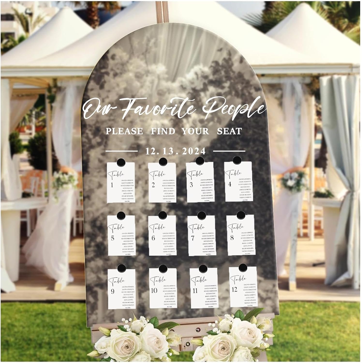 Seating Chart Mirror Decals for Wedding Reception Find Your Seat Sign White image 2