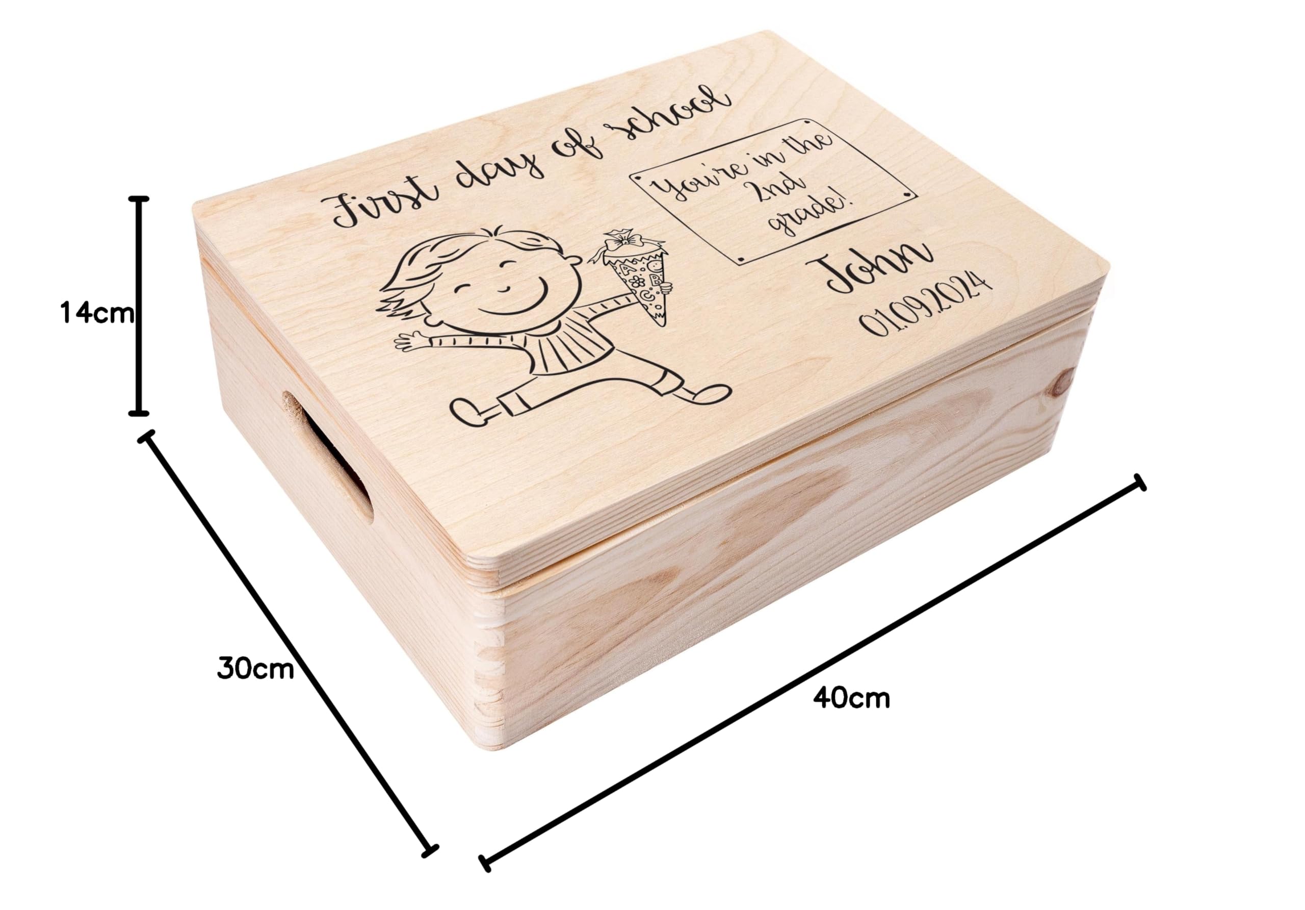Creative DECO Caja de Regalo Escolar Personalizada con tu Texto de Madera