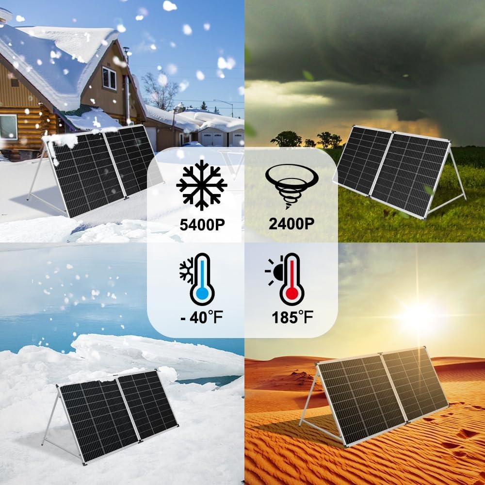 DOKIO Pannello Solare Portatile 200W Monocristallino con 20A Regolatore (display LCD + 2 uscite USB)