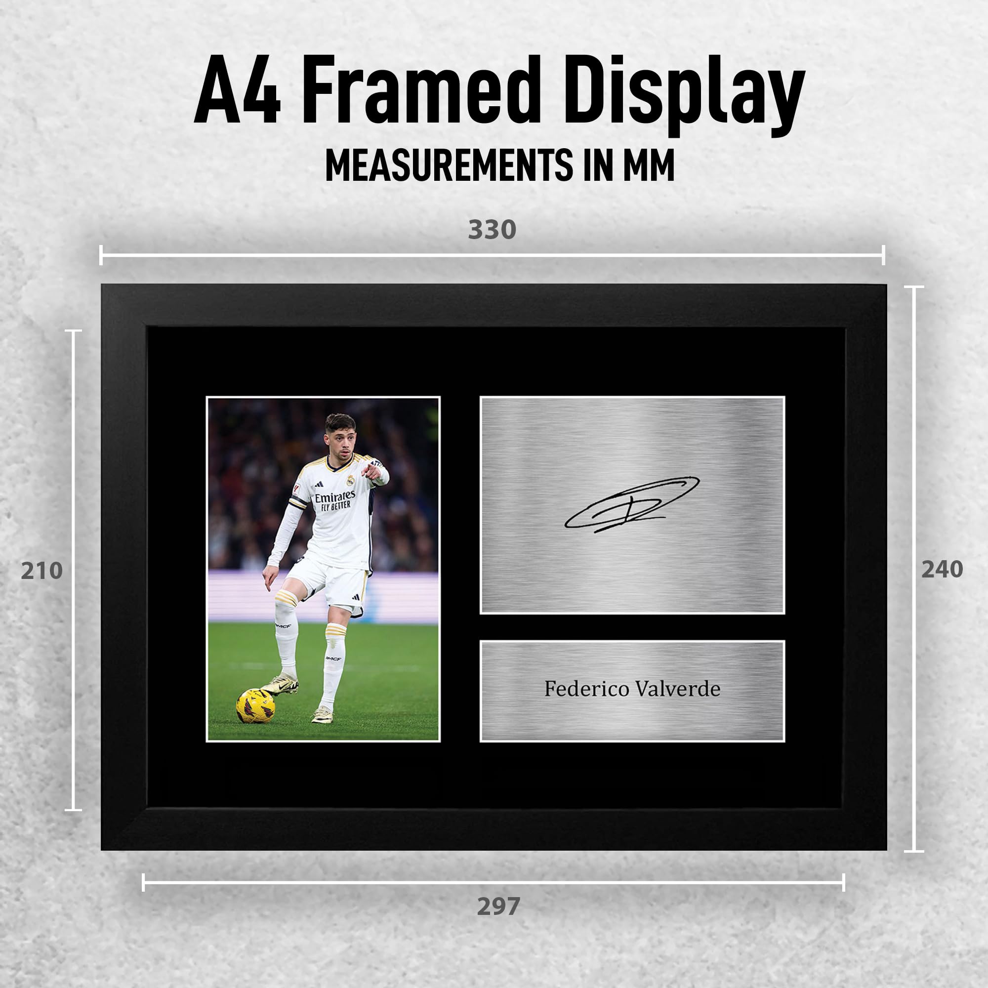 HWC Trading Federico Valverde Real Madrid Cadeaux imprimés photo autographe signée pour les fans de football et les supporters - A4 Encadré
