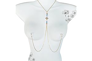 Gold Necklace to Nipple Nooses with Lotus Flower and Chakra Beads