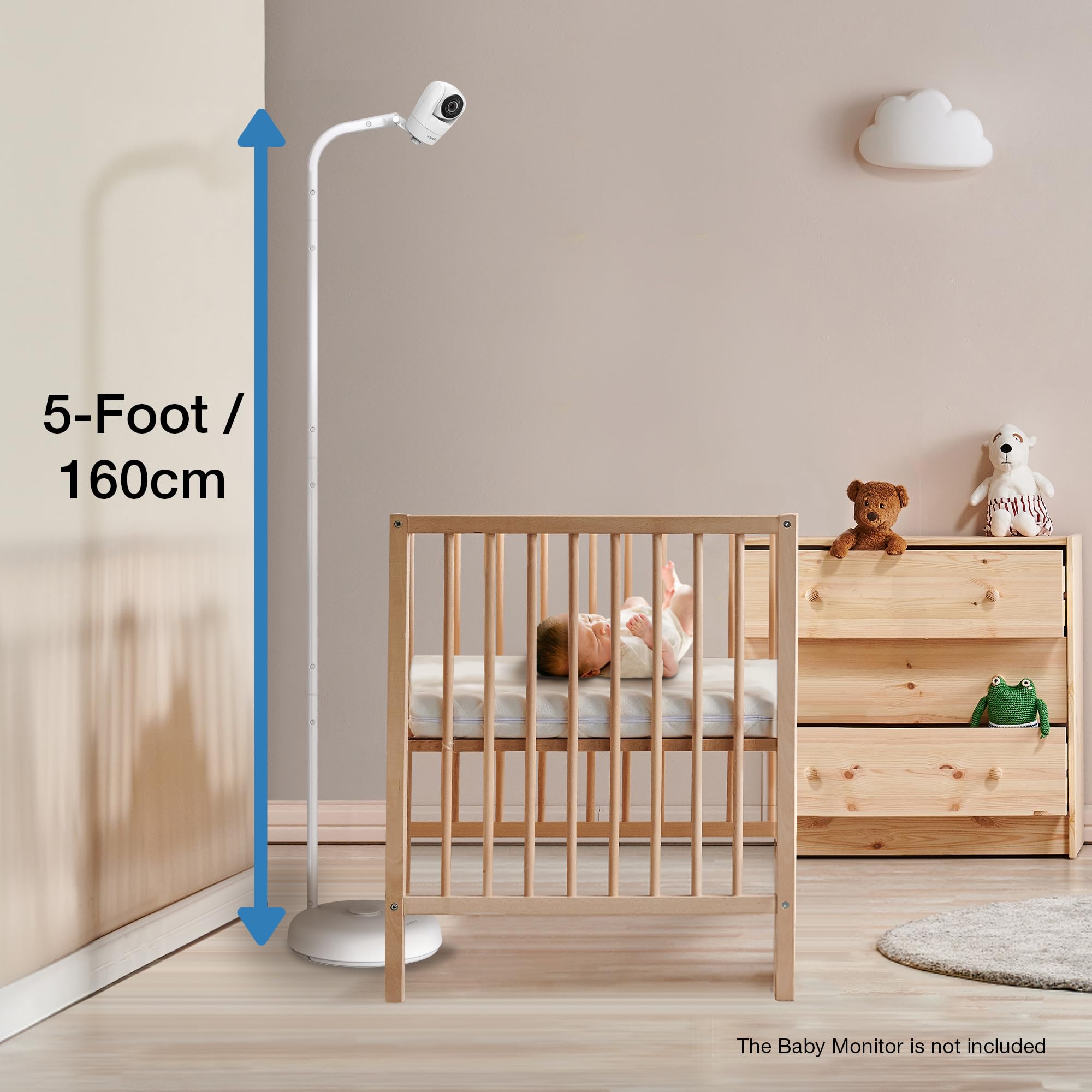 VTech Support au Sol pour Moniteur de bébé Compatible avec la Plupart des moniteurs de bébé, Support de caméra pour bébé, sécurité pour Chambre d'enfant