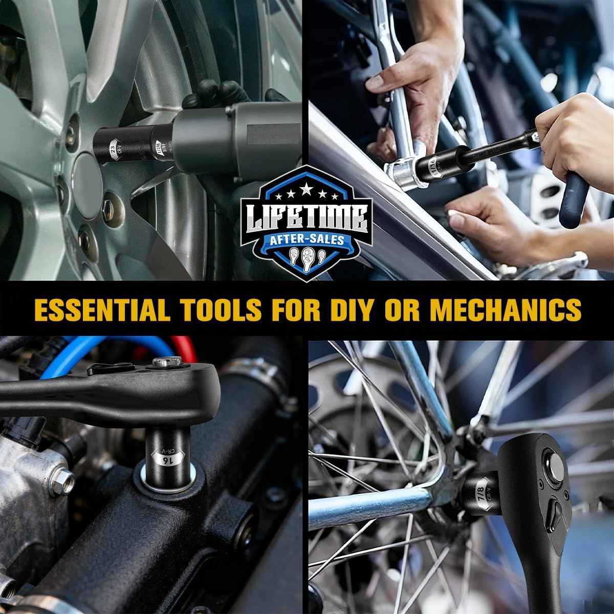 66 PCS 1/2 Inch Drive Impact Socket Set, Standard SAE (3/8"-1-1/4") And Metric (10-24mm) Size, 6 Point Deep & Shallow Sockets，Master Grade Cr-V Steel With Heavy Duty Storage Case