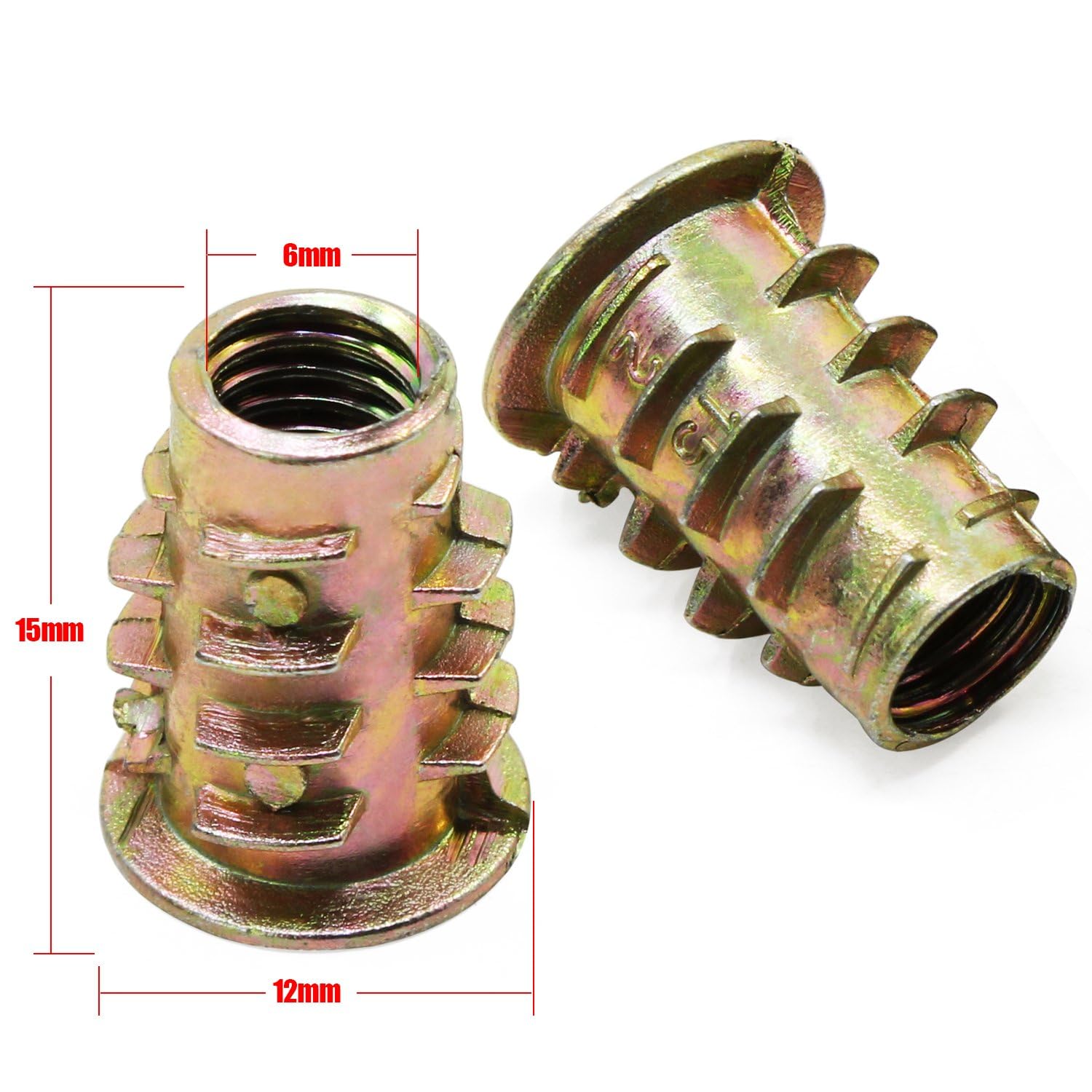 TOP-VIGOR 50Pcs Threaded Insert Nuts for Wood M6 Insert Hex Socket Nuts, Flanged Hex Socket Screw - Image 2