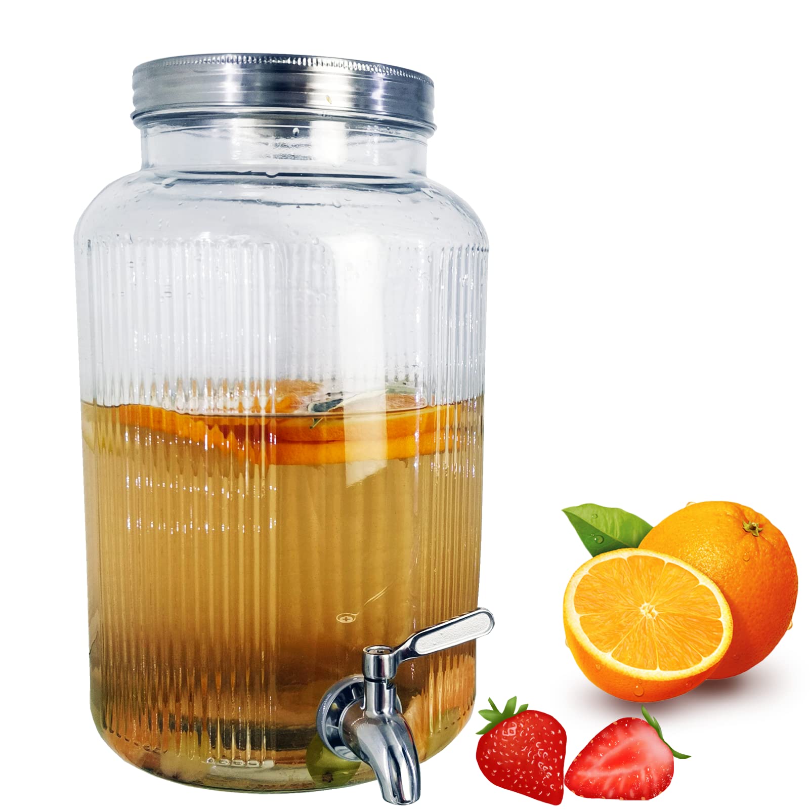 Buy eoes 1.5 gallon Glass Ice Beverage Drink Dispenser with Stainless
