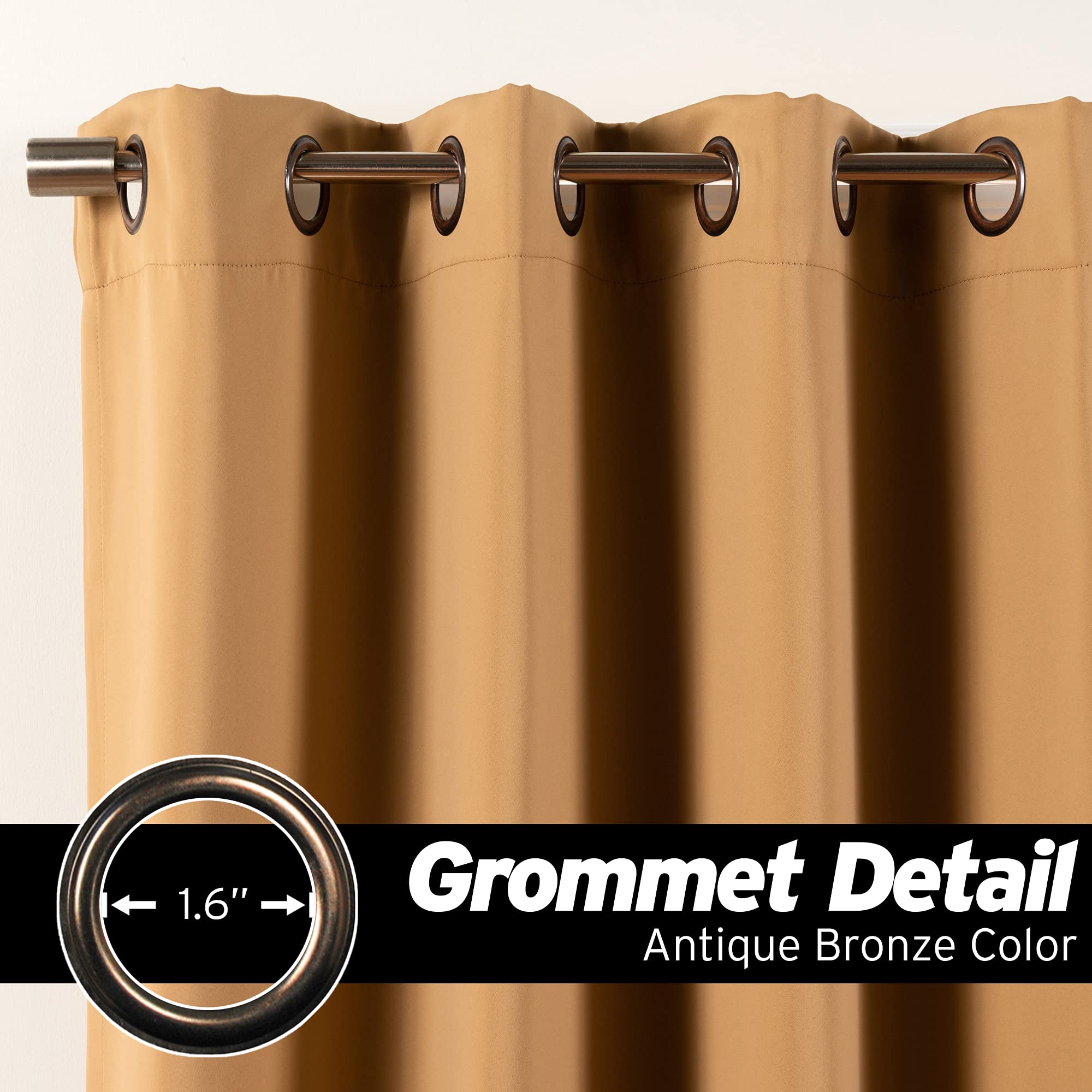 Rideaux Occultants Isolation Thermique Best Home Fashion - Lot 2 Panneaux Vert Olive 132x213cm