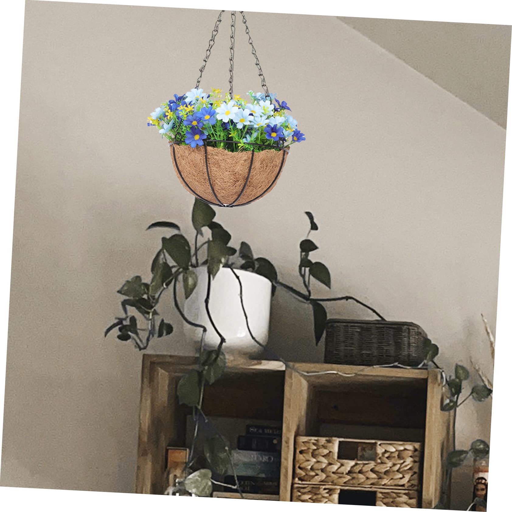 TOPBATHY Künstlicher Hängeblumenkorb aus Eisen und Kunststoff für Deko