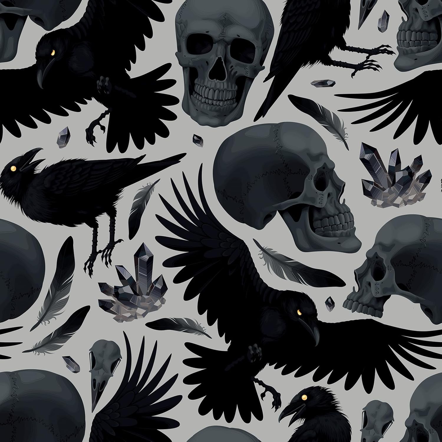 Livelynine 17.5x276 Gothic Wallpaper Peel and Stick Removable Black Goth Skull Witchy Wall Mural Gothic Wall Paper for Bedroom Walls Self Adhesive Contact Paper for Furniture Harry Potter Decorations