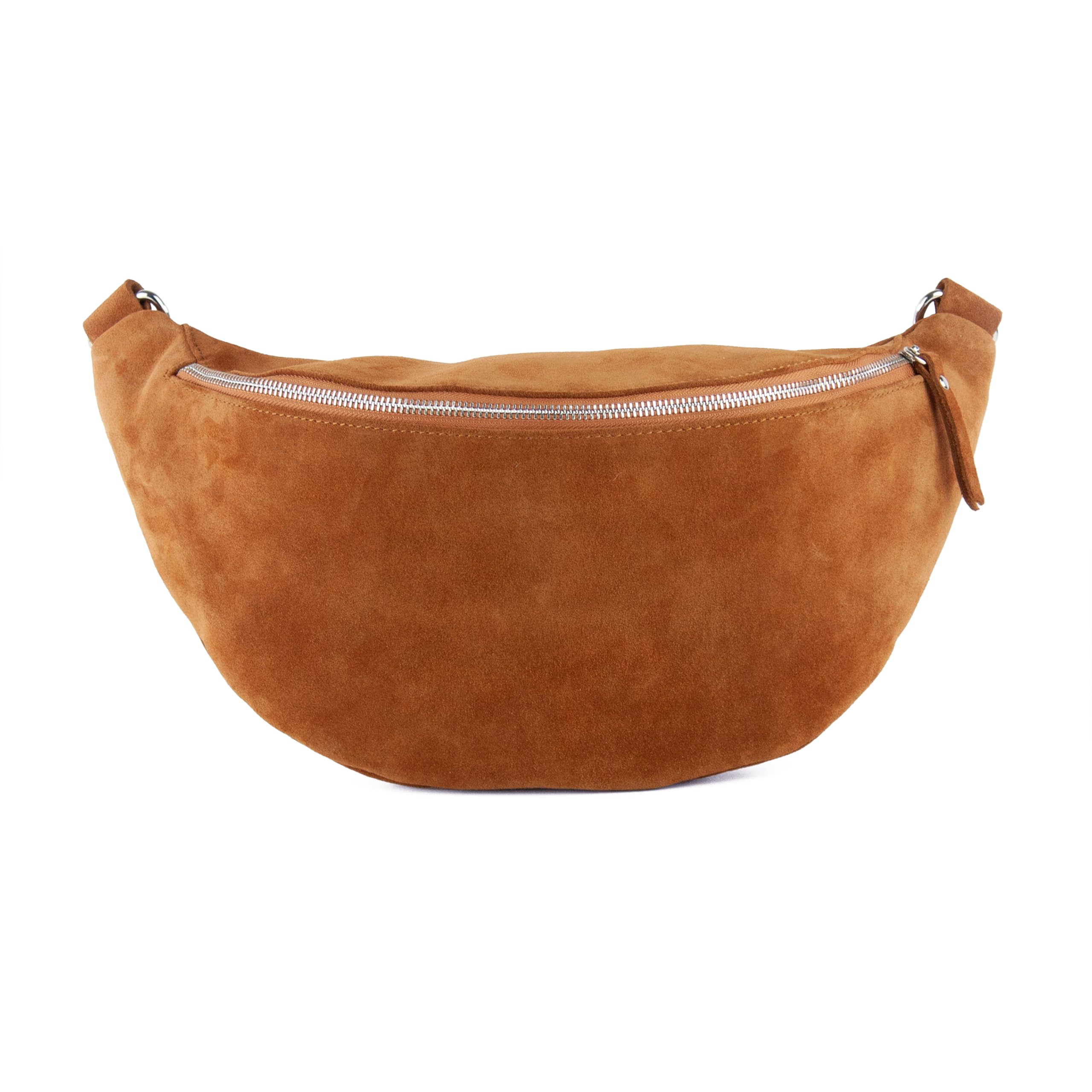 Bauchtasche aus Veloursleder in XL, große Wildleder Bauchtasche, Festival Tasche, Cross Body Tasche, Gürteltasche, Geschenk (Cognac)