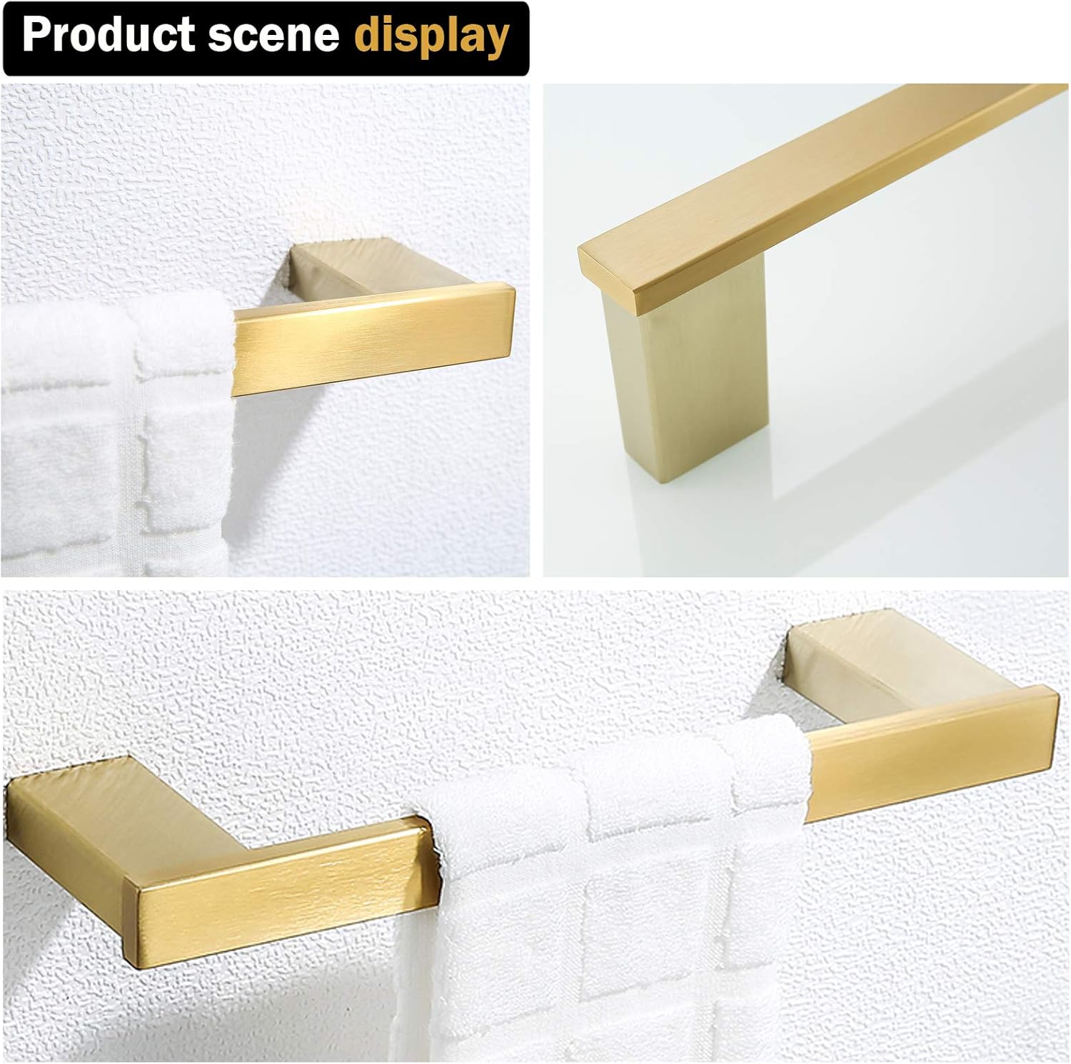 RANDOM 12” Gold Towel Bar Brushed Gold Hand Towel Holders for Bathroom 12 Inch Towel Bar SUS304 Stainless Steel Towel Rack Wall Mounted Towel Rod