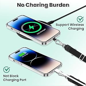 SS Phone Lanyard, Adjustable Cell Phone Lanyard Neck Strap & Phone Wrist Strap & 4 Phone Tether Patches for Most Smartphones, Black