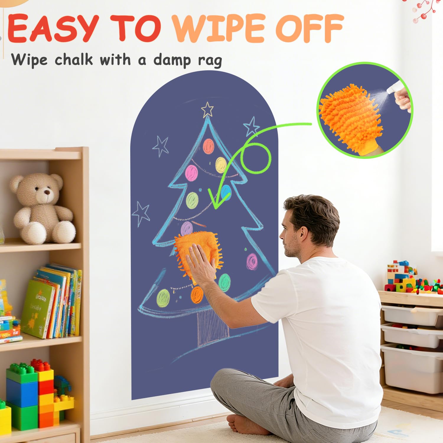 FUHSY - Adesivo magnetico a forma di arco per parete, 100x45 cm, lavagna magnetica autoadesiva, lavagna cancellabile per parete, multifunzionale per camera dei giochi, casa, ufficio, scuola