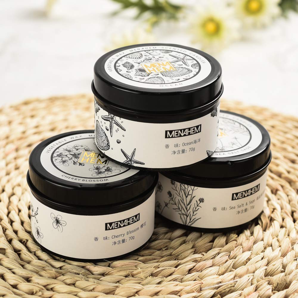 Natural Scented Candle,Rose& Green Perfume Aroma Candle Gift,Handmade Soy Wax Fragrance Candle,Perfect for Meditation Stress Relief Mood Boosting Aromatherapy,Portable Travel Tin Jar 15 Hours (Black)