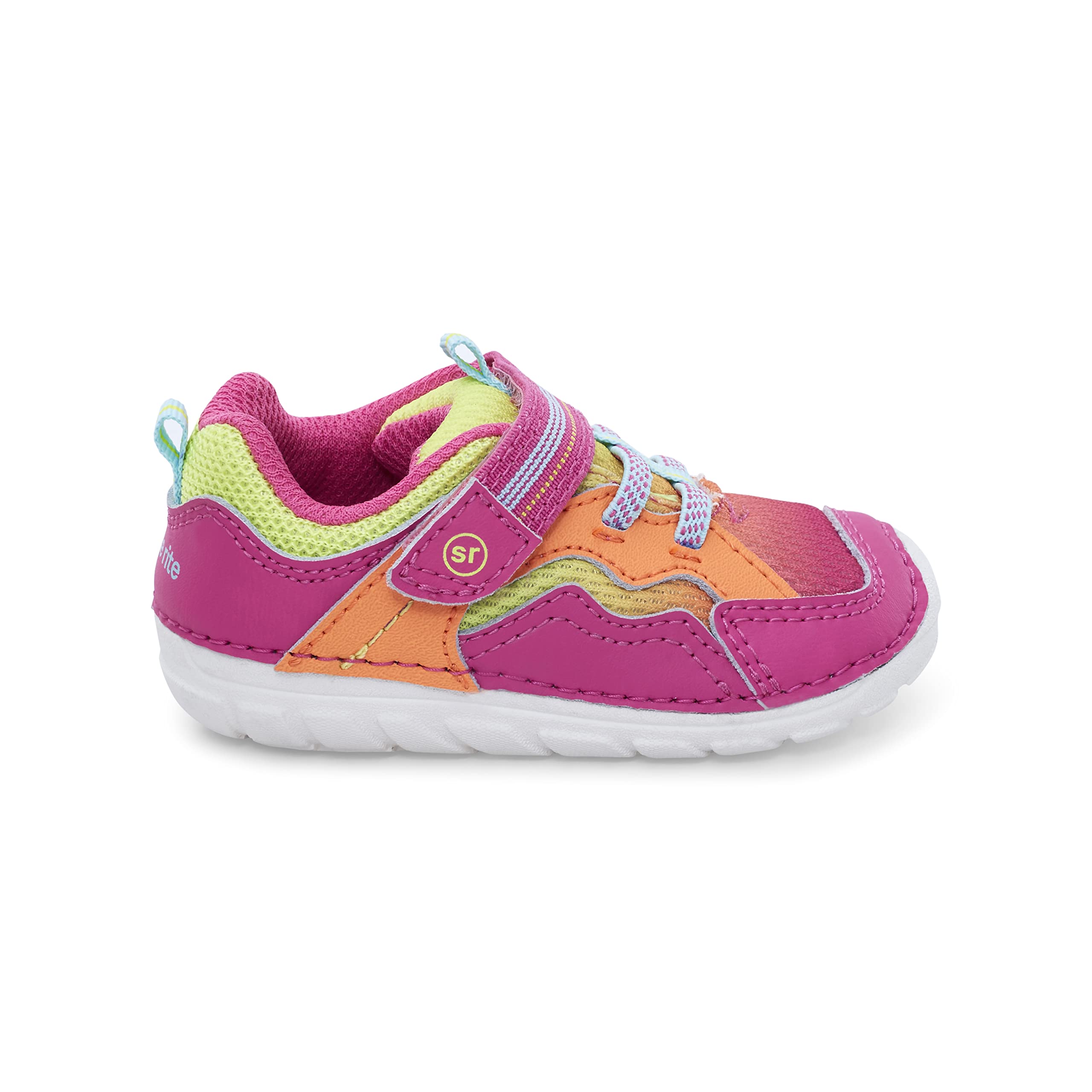 Stride Rite Baby Girls Soft Motion Kylo Athletic Sneaker, Pink/Neon, 3 Wide Infant