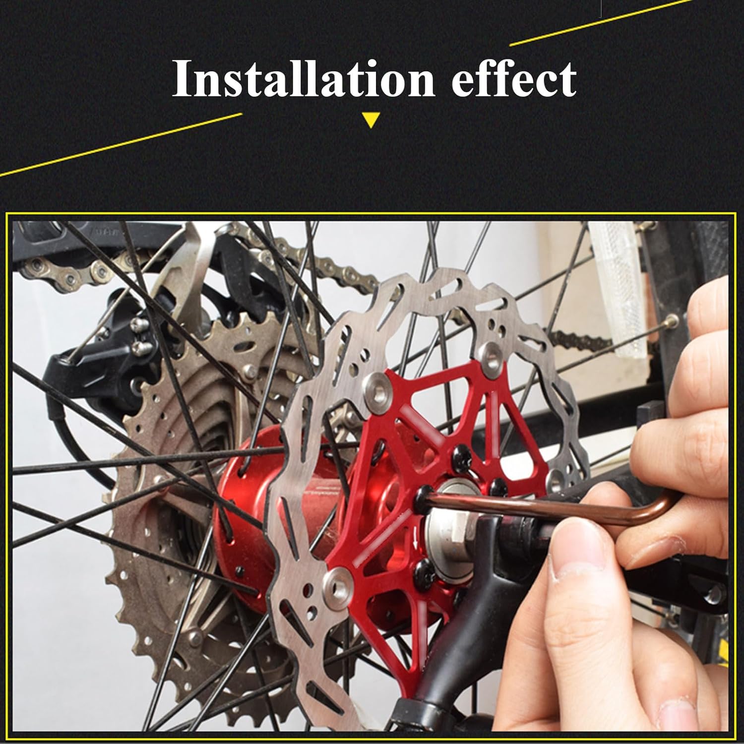 203MM Ultra-Light Stainless Steel Bike Disc Brake Rotor - 6-Bolt Compatible for Mountain and Road Bikes(Black,1pcs)