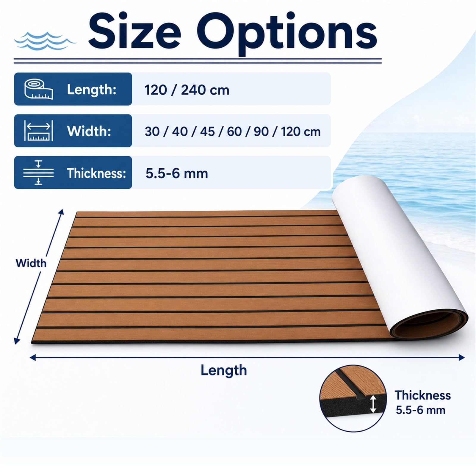 Finto Teak per Barca,Pavimentazione per Barca,Rivestimento per Pavimento per Barca,Facile da Tagliare E Regolare,per Utilizzati Pavimenti di Yachts,Ponti di Barche
