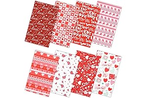 Valentine's Day Cotton Fabric Squares with Candy Heart Print