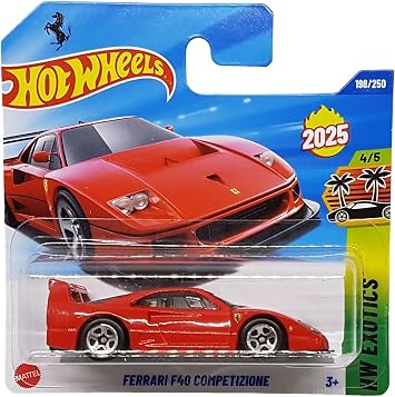 Hot Wheels Ferrari F40 Competizione HYW59 HW Exotics 4/5 Short Card Red Ferrari Licence Mattel 2025 164