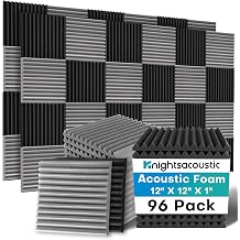96 Pack Sound Proof Foam Panels for Walls, 1 X 12 X 12 Inches Acoustic Foam Panels, High Density Acoustic Panels Sound Absorbing, Black Gray Noise Cancelling Studio Wedges NOT INCLUDE ADHESIVE