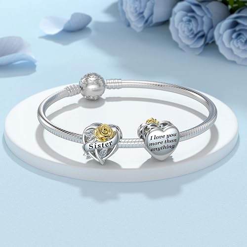 Miniatura 2 de DALARAN Abalorios de plata de ley 925 para madre, hija, hermana, esposa, amiga, abuela, abalorios para pulsera y collar