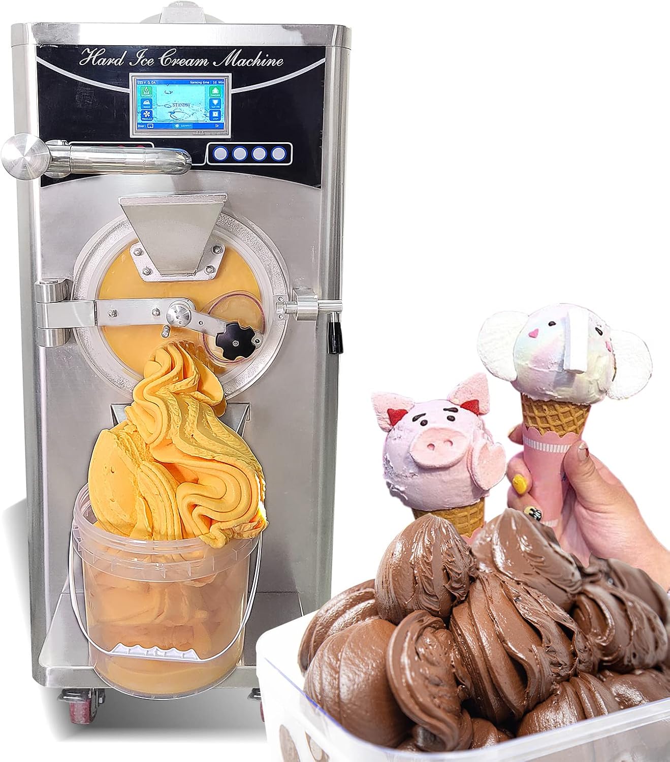 Mvckyi Commercial Gelato Hard Ice Cream Machine with