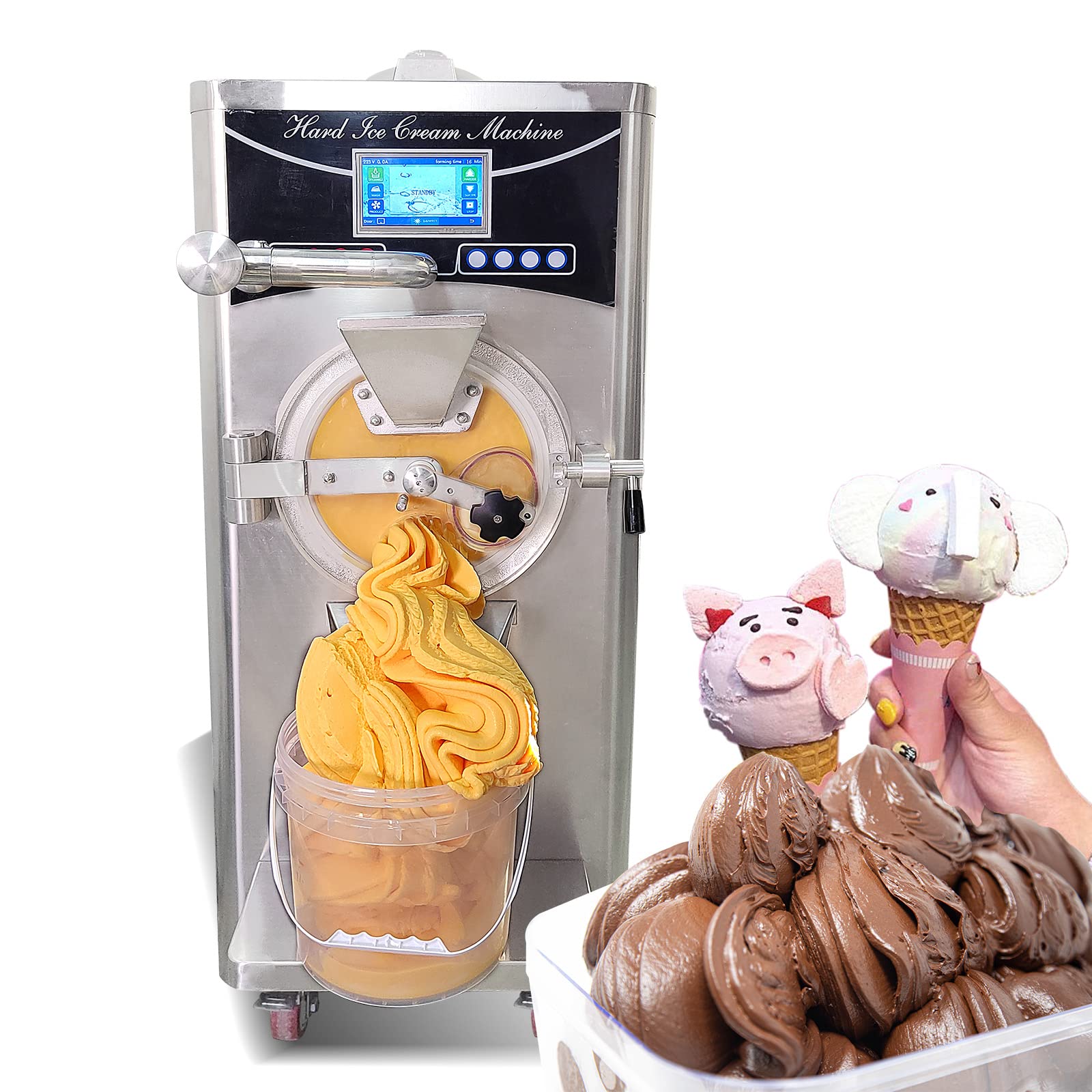 Buy Commercial Gelato Hard Ice Cream Machine with Pasteurizer Heating & Freezing Funtion, Sorbet