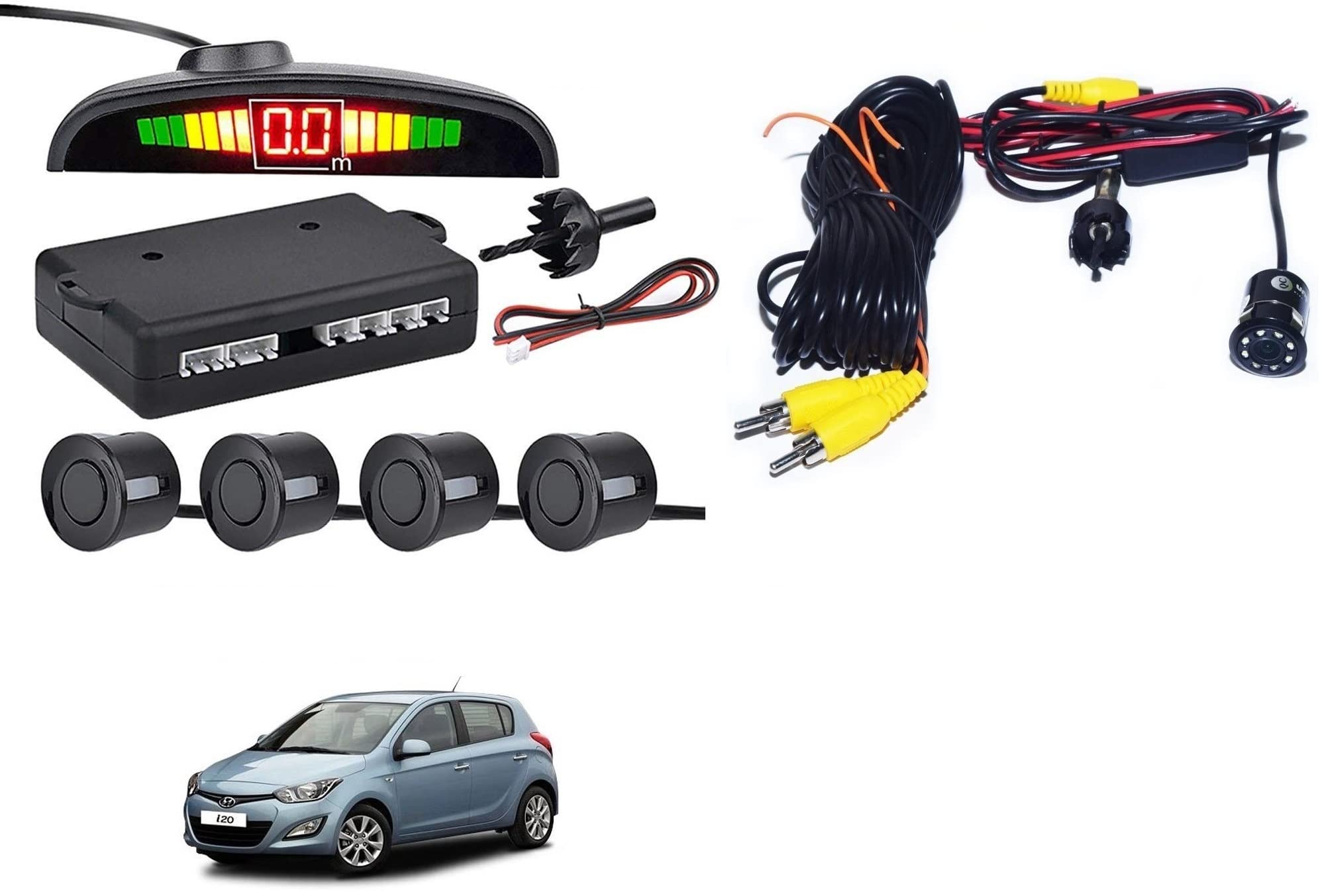 Auto Addict CAR Reverse Parking System Combo Black Parking Sensor with Reverse Parking Camera for Hyundai i20 Old (2008-2013)-picture-23