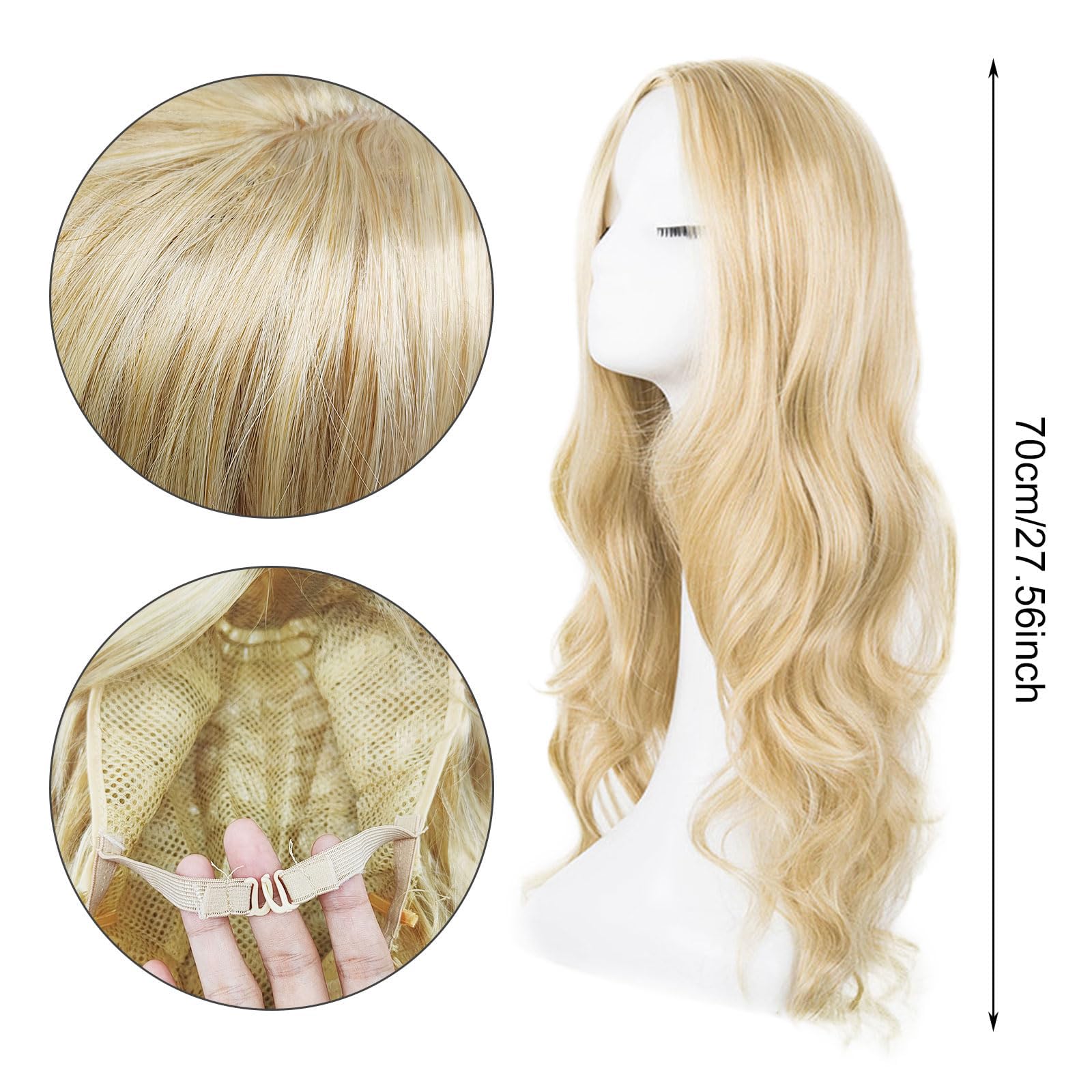 AOWVUTS Long Wave Wigs for Women Natuaral Synthetic Hair Heat Resistant Wig Ladies Fancy Dress Wig Charming Long Curly Hair Wigs Middle Part with No Bangs for Daily Party Cosplay Use - Image 2