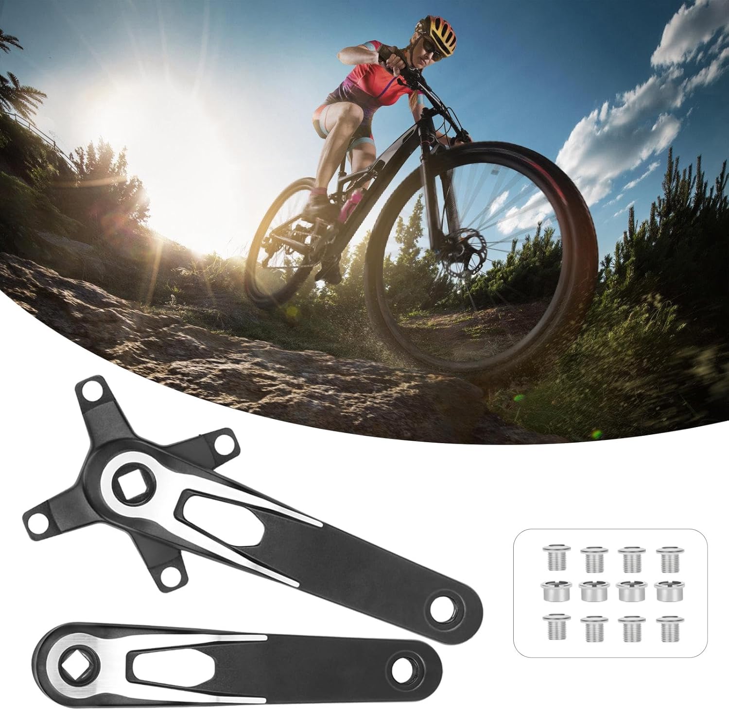 軽量スクエアテーパークランクセットチェーンホイールアルミ合金クランク自転車パーツ多目的使用