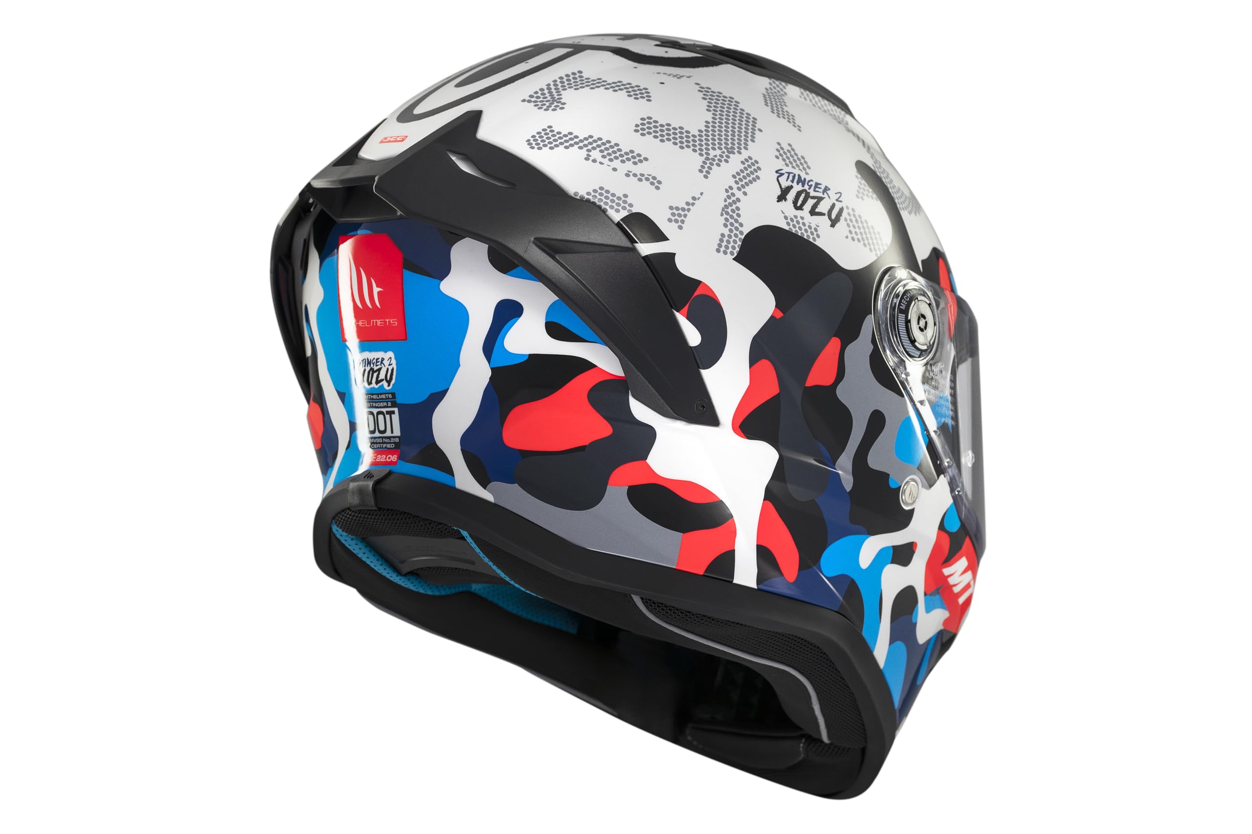 MT Helmets Stinger 2 – Casco Moto Integral Deportivo con Pantalla Antivaho Compatible con Pinlock, Visor Solar Full Vision, Interior Lavable y Calota HIRP | Homologado ECE 22.06 & DOT