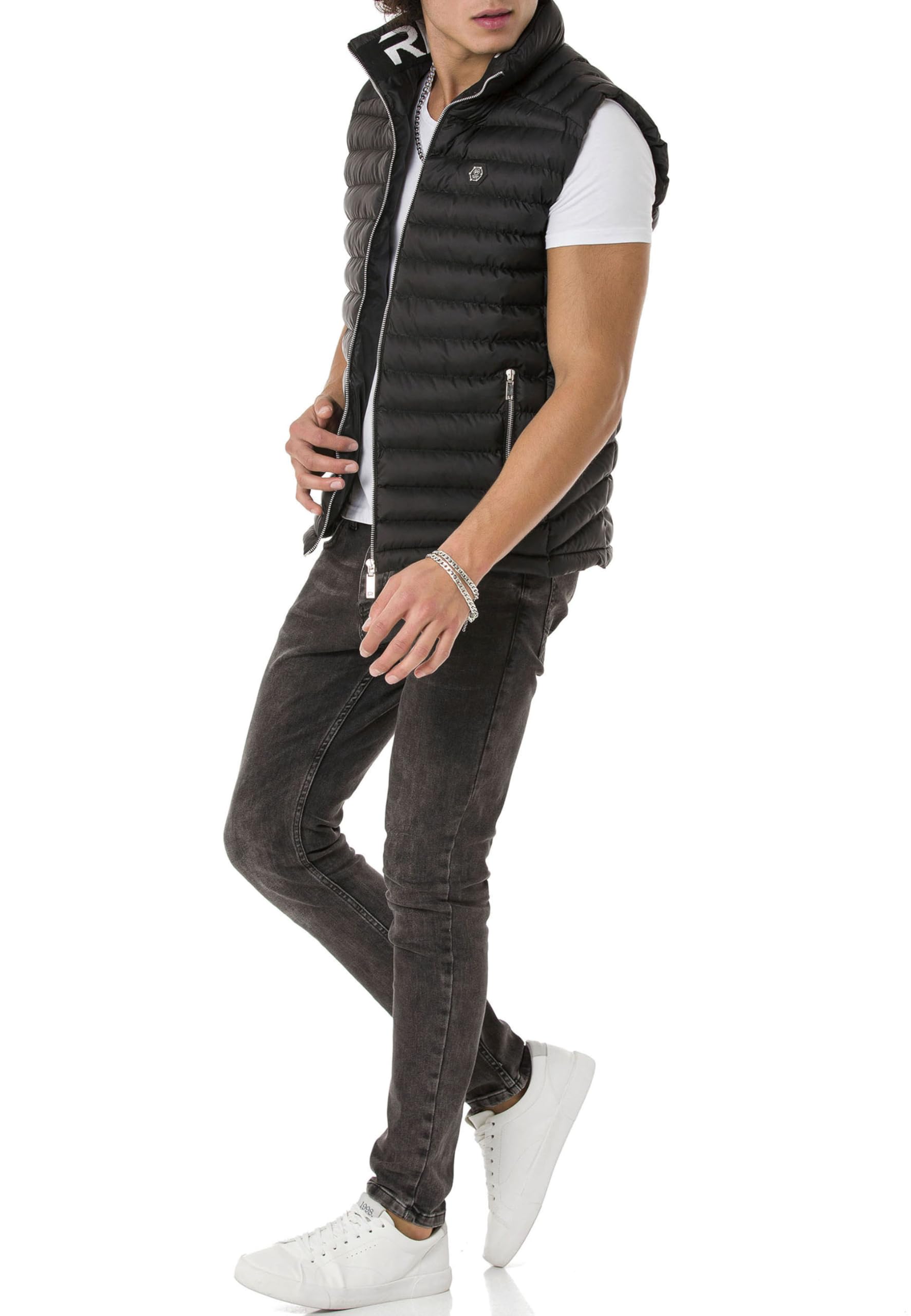 Red Bridge - Gilet da uomo con colletto alto, con stampa a collar